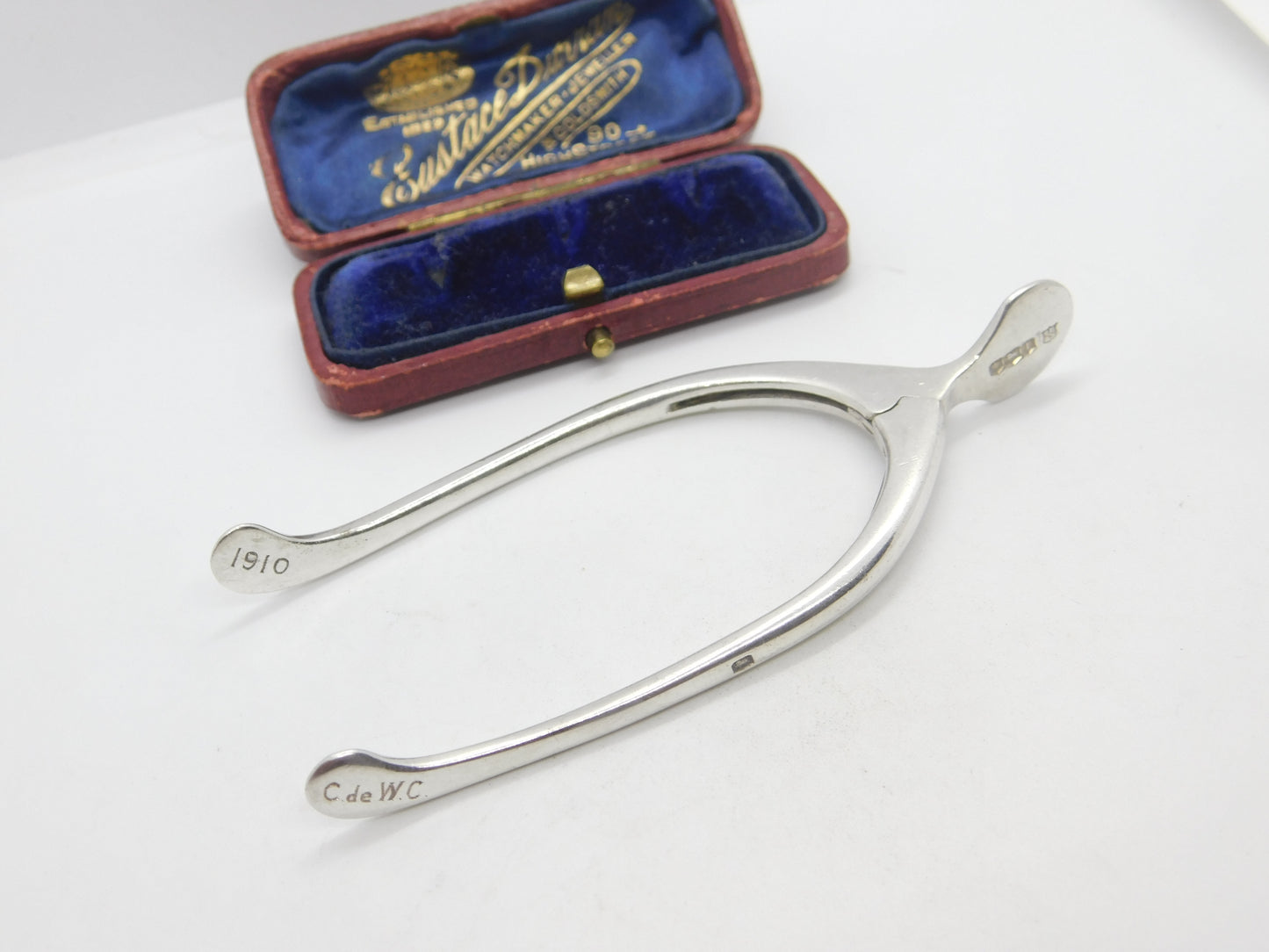 Pair of Sterling Silver Wishbone Sugar Tongs 1928 Sheffield Antique Art Deco