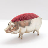 Edwardian Sterling Silver Novelty Pig Pin Cushion 1905 Birmingham Antique