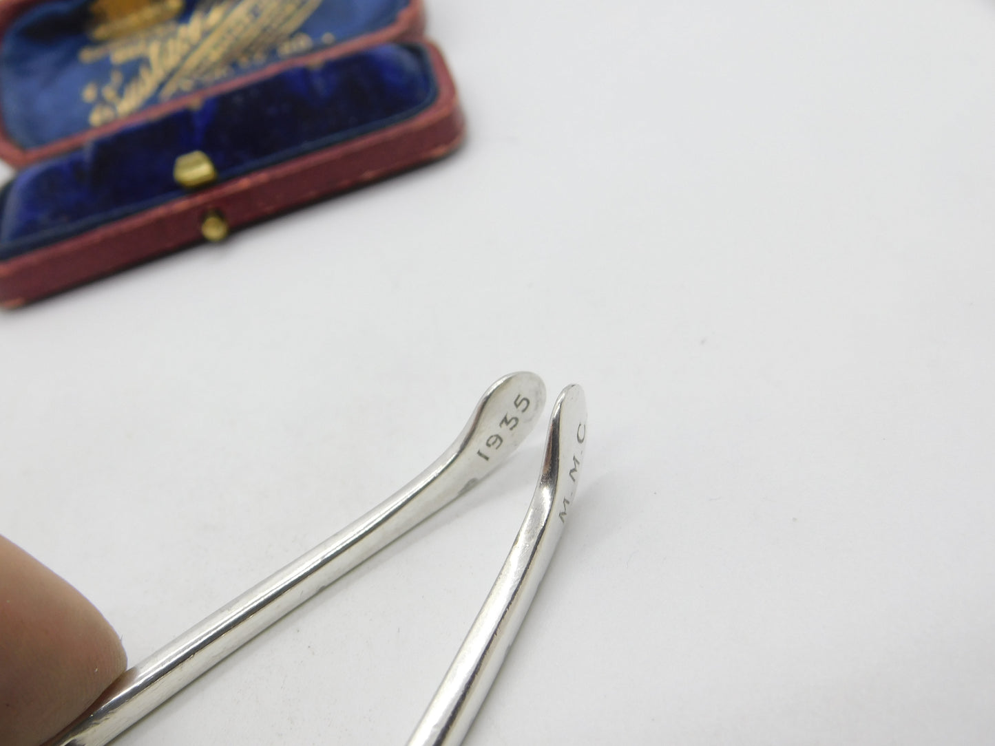 Pair of Sterling Silver Wishbone Sugar Tongs 1928 Sheffield Antique Art Deco