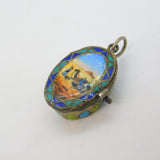 Egyptian .800 Silver Enamel Moses Basket Charm Pendant Antique c1930 Deco