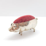 Edwardian Sterling Silver Novelty Pig Pin Cushion 1905 Birmingham Antique