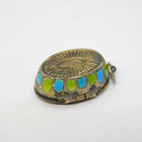 Egyptian .800 Silver Enamel Moses Basket Charm Pendant Antique c1930 Deco