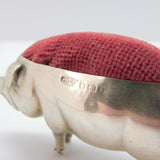 Edwardian Sterling Silver Novelty Pig Pin Cushion 1905 Birmingham Antique