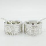 Alex Styles Pair of Sterling Silver Goldsmiths 650th Anniversary Salt Cellars Vintage