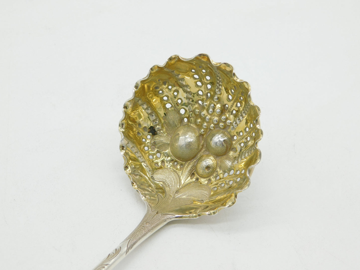 George III Sterling Silver Floral Pattern Sugar Caster Spoon Antique 1792 London