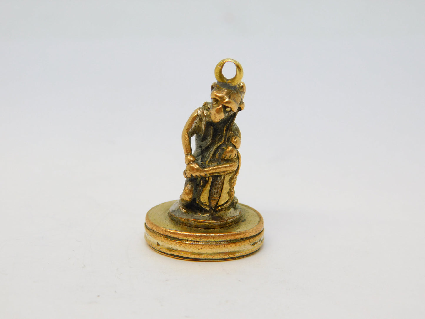 George III Novelty Monkey Playing Cello Agate Set Fob Seal Antique c1820