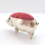 Edwardian Sterling Silver Novelty Pig Pin Cushion 1905 Birmingham Antique