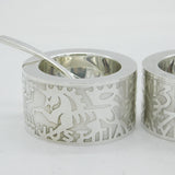 Alex Styles Pair of Sterling Silver Goldsmiths 650th Anniversary Salt Cellars Vintage