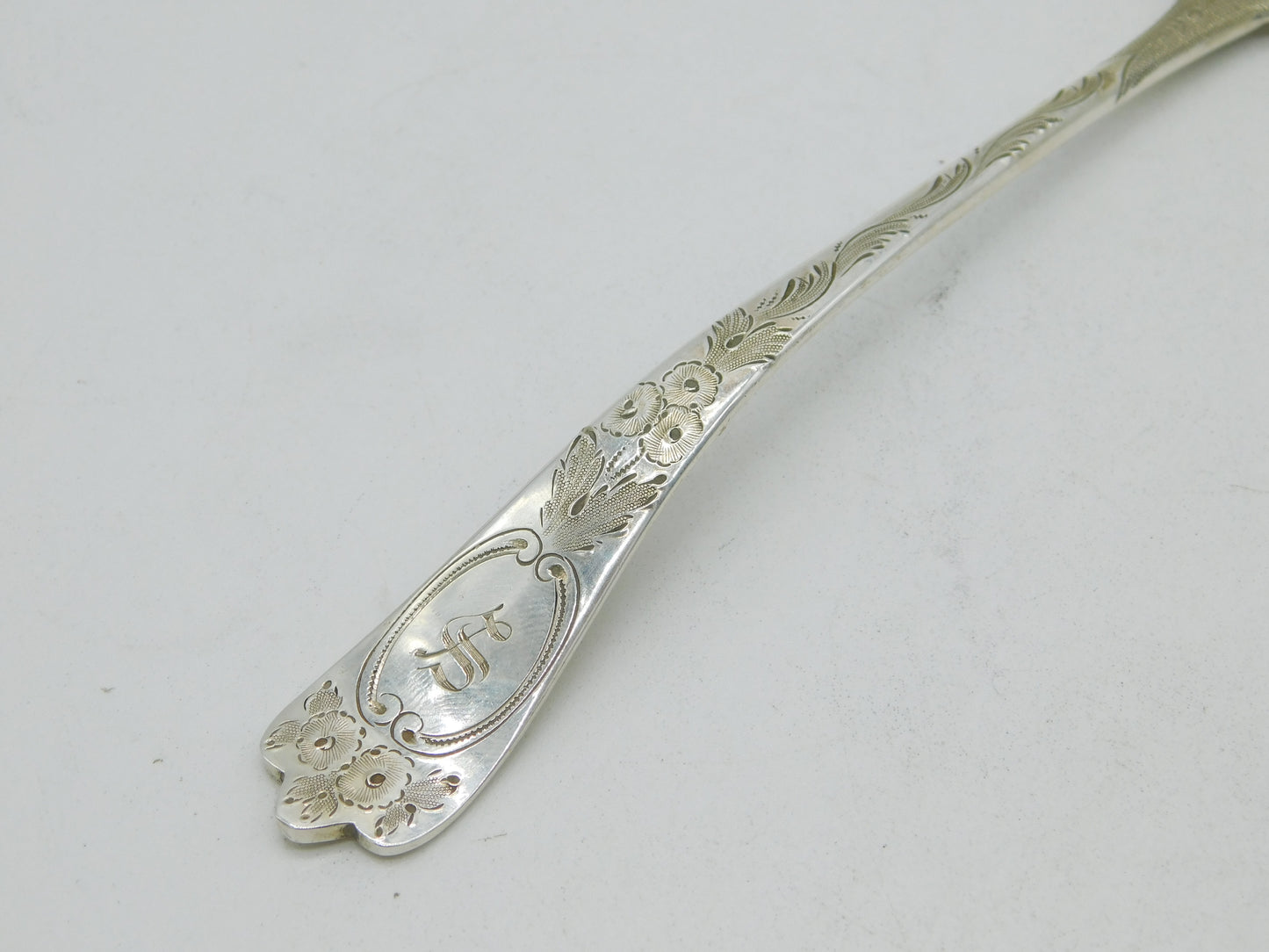 George III Sterling Silver Floral Pattern Sugar Caster Spoon Antique 1792 London