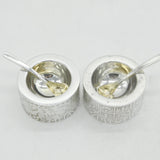 Alex Styles Pair of Sterling Silver Goldsmiths 650th Anniversary Salt Cellars Vintage
