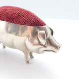 Edwardian Sterling Silver Novelty Pig Pin Cushion 1905 Birmingham Antique