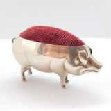 Edwardian Sterling Silver Novelty Pig Pin Cushion 1905 Birmingham Antique