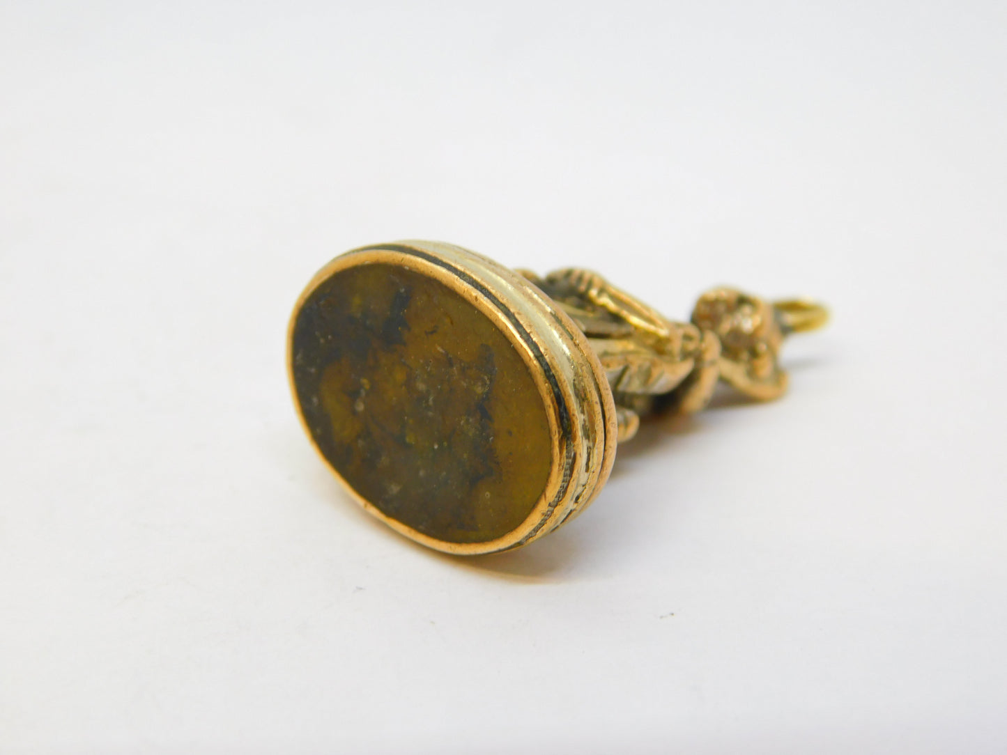 George III Novelty Monkey Playing Cello Agate Set Fob Seal Antique c1820