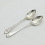 George III Scottish Sterling Silver Celtic Point Serving Spoon Pair Antique 1790