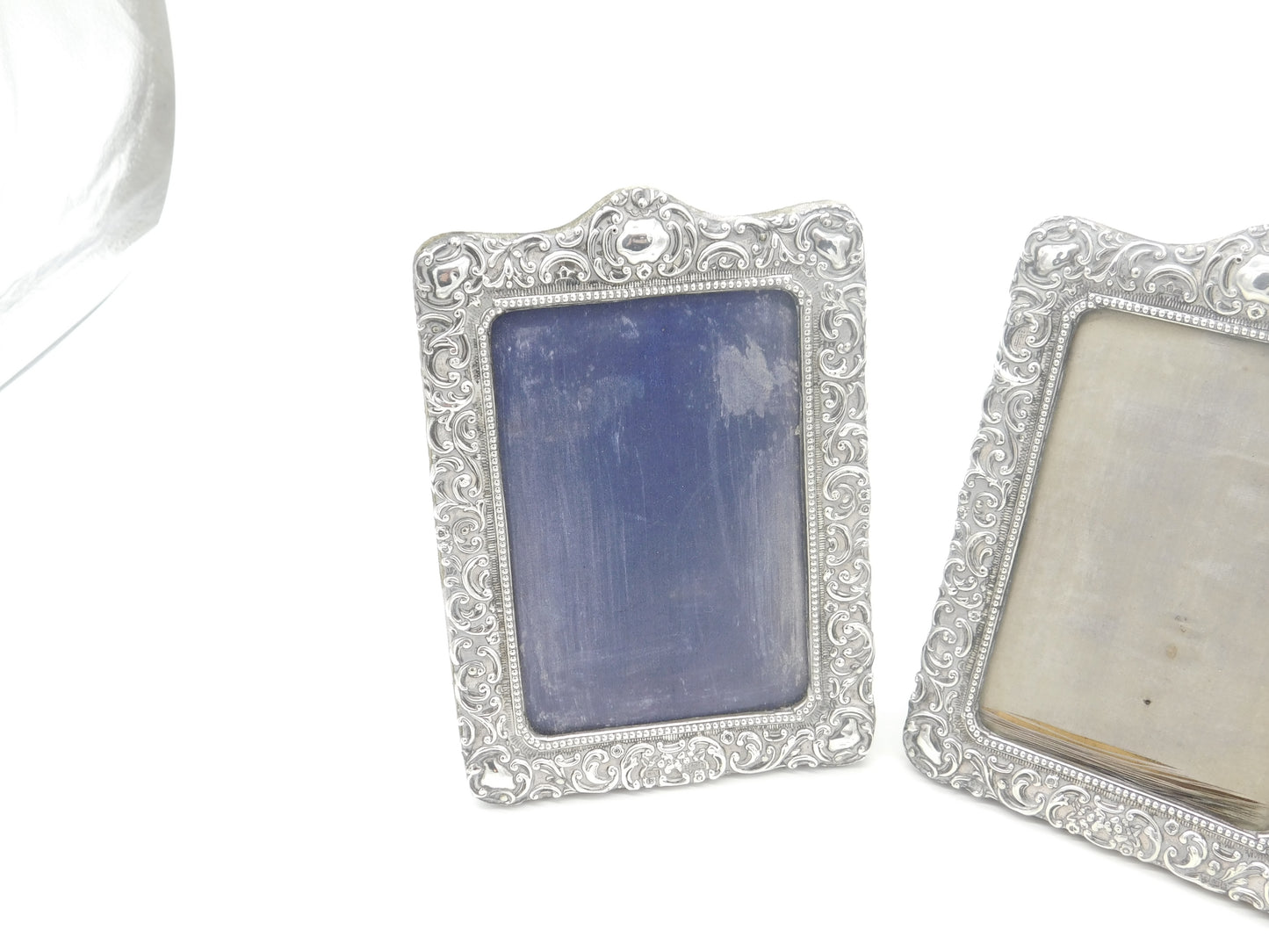 Pair of Victorian Sterling Silver Floral Photo Frames 1900 Birmingham Antique AF