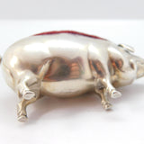 Edwardian Sterling Silver Novelty Pig Pin Cushion 1905 Birmingham Antique