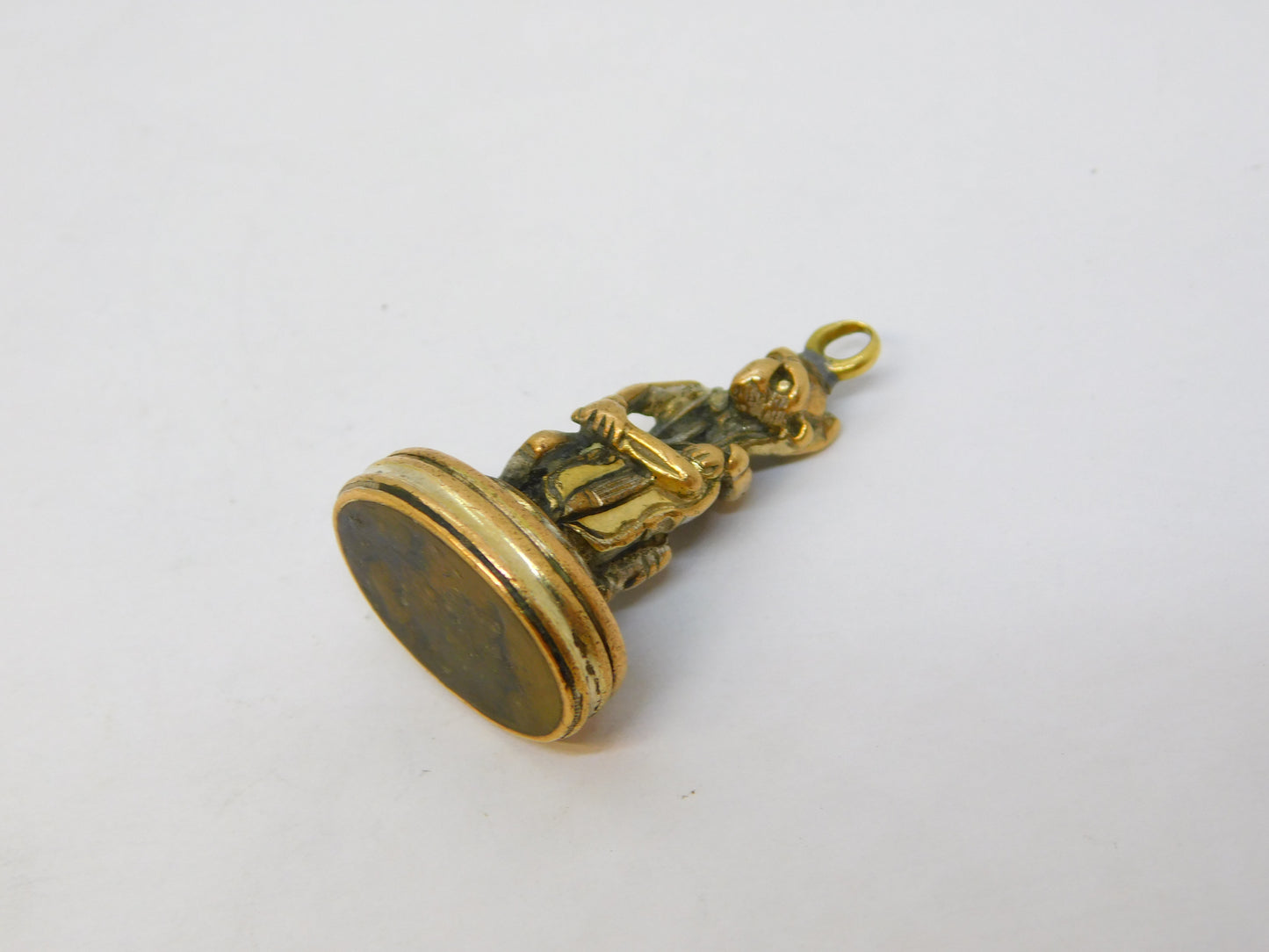 George III Novelty Monkey Playing Cello Agate Set Fob Seal Antique c1820