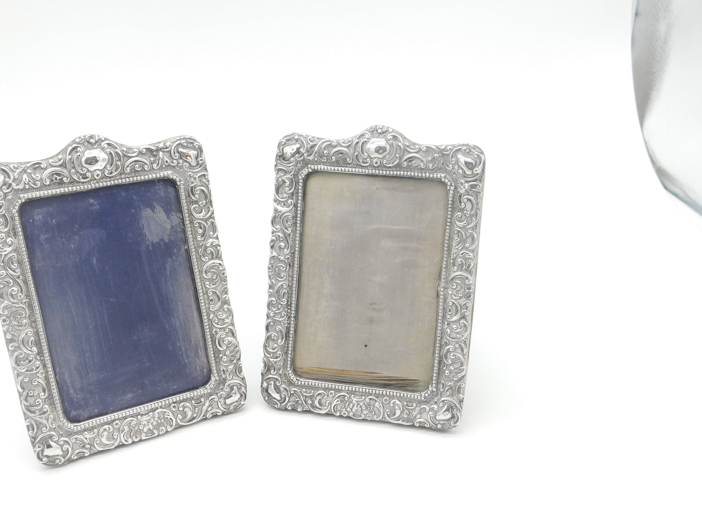 Pair of Victorian Sterling Silver Floral Photo Frames 1900 Birmingham Antique AF