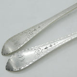 George III Scottish Sterling Silver Celtic Point Serving Spoon Pair Antique 1790
