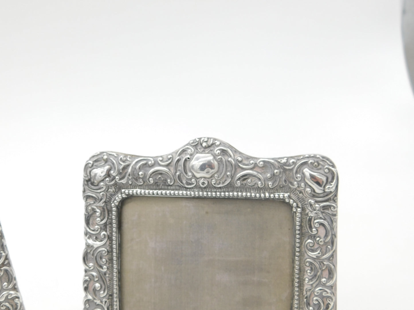 Pair of Victorian Sterling Silver Floral Photo Frames 1900 Birmingham Antique AF