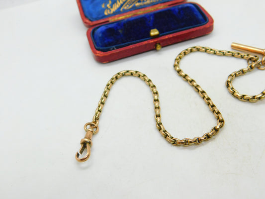 Victorian 9ct Rose Gold Albert Watch Chain With Spinner Fob Antique c1890