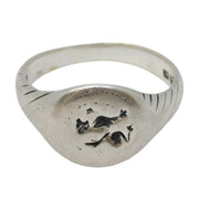Roman Style Sterling Silver Griffin Form Seal Intaglio Signet Ring Vintage c1980