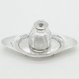 Edwardian Sterling Silver & Cut Glass Desk Stand & Inkwell Antique 1909 Sheffield