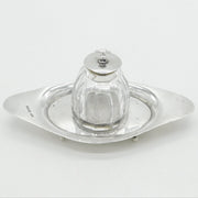 Edwardian Sterling Silver & Cut Glass Desk Stand & Inkwell Antique 1909 Sheffield