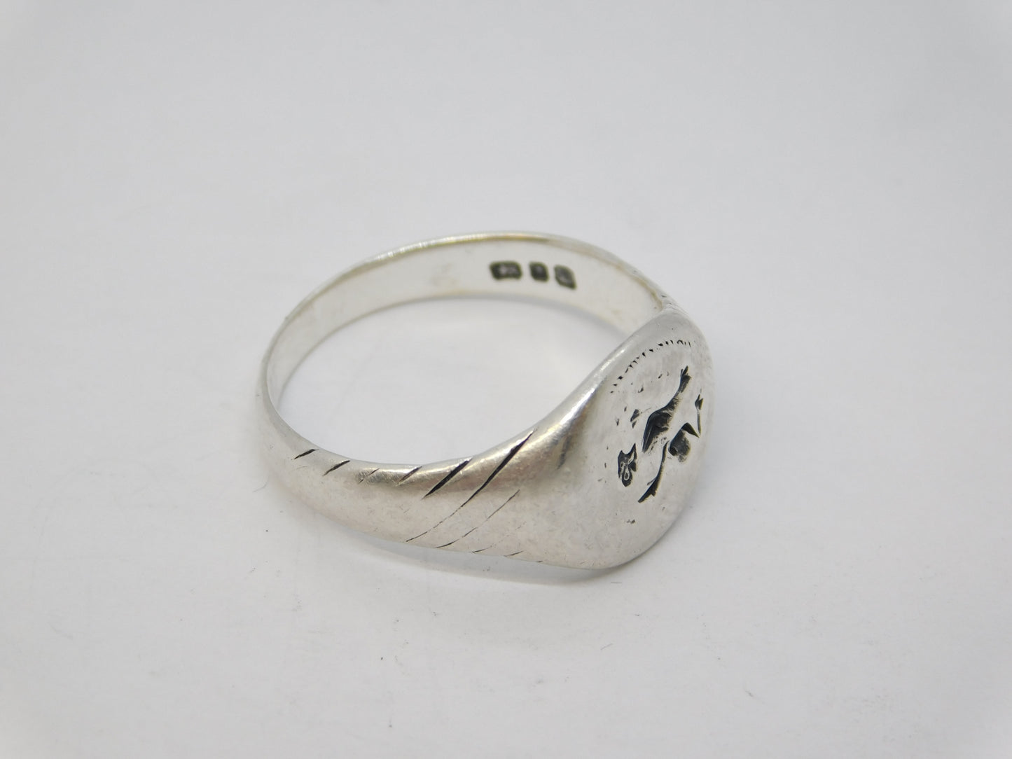 Roman Style Sterling Silver Griffin Form Seal Intaglio Signet Ring Vintage c1980