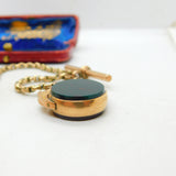 Victorian 9ct Rose Gold Albert Watch Chain With Spinner Fob Antique c1890