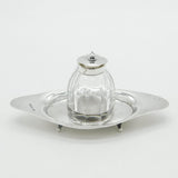 Edwardian Sterling Silver & Cut Glass Desk Stand & Inkwell Antique 1909 Sheffield