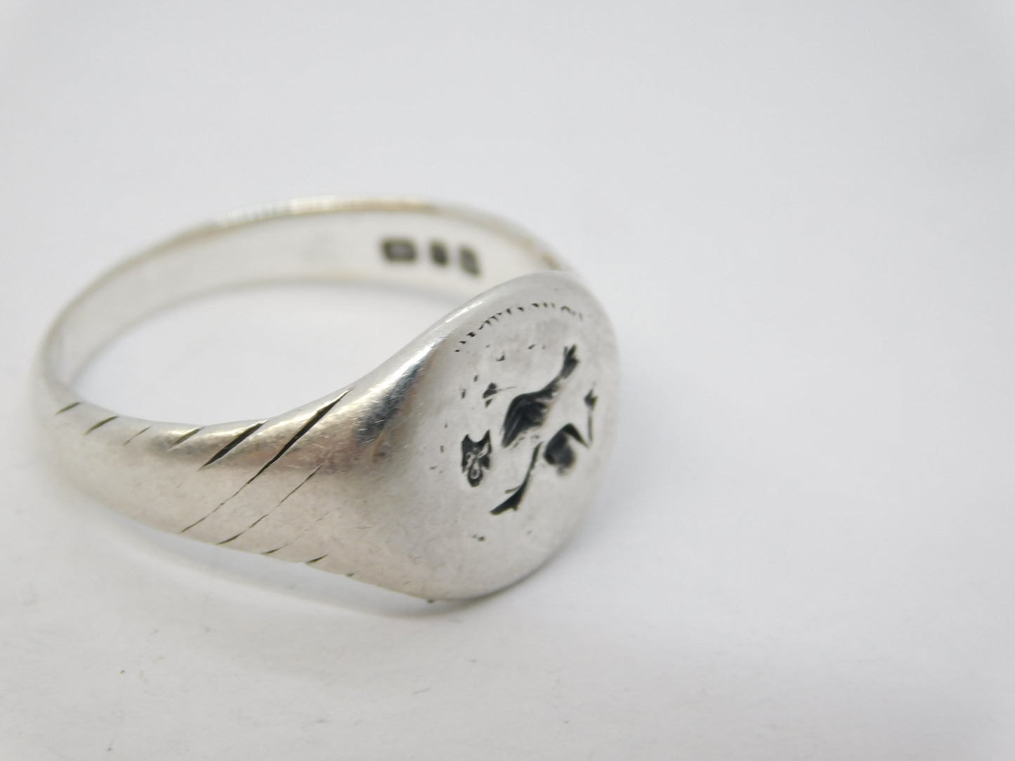 Roman Style Sterling Silver Griffin Form Seal Intaglio Signet Ring Vintage c1980