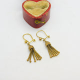 9ct Yellow Gold Albertina Dangling Tassel Earrings Antique Victorian c1860