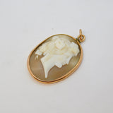 Victorian 9ct Rose Gold Mounted Carved Shell Cameo Pendant Antique c1860