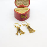 9ct Yellow Gold Albertina Dangling Tassel Earrings Antique Victorian c1860