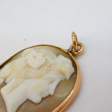 Victorian 9ct Rose Gold Mounted Carved Shell Cameo Pendant Antique c1860