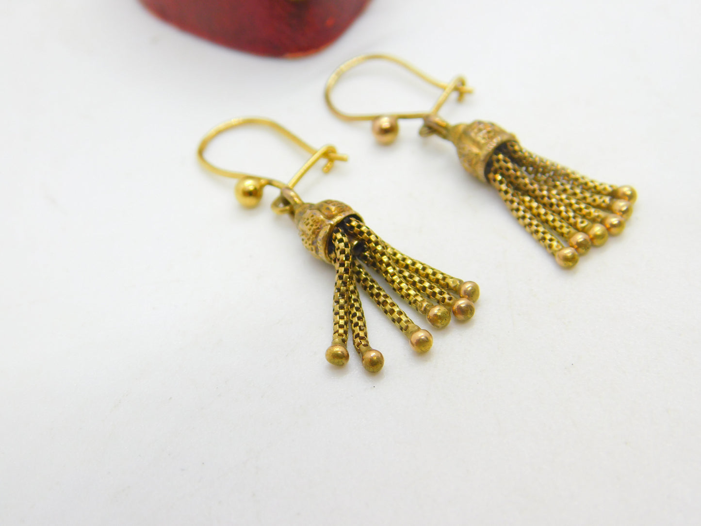 9ct Yellow Gold Albertina Dangling Tassel Earrings Antique Victorian c1860