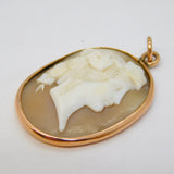 Victorian 9ct Rose Gold Mounted Carved Shell Cameo Pendant Antique c1860