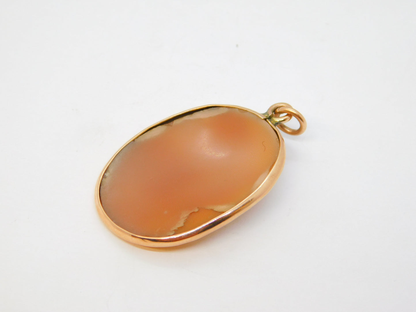 Victorian 9ct Rose Gold Mounted Carved Shell Cameo Pendant Antique c1860
