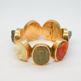 George III Grand Tour 12ct Rose Gold Seven-Cameo Prosperity Ring Antique c1830