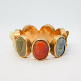 George III Grand Tour 12ct Rose Gold Seven-Cameo Prosperity Ring Antique c1830