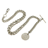 Edwardian Sterling Silver Graduated Albert Watch Chain Antique 1904 Birmingham