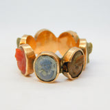 George III Grand Tour 12ct Rose Gold Seven-Cameo Prosperity Ring Antique c1830