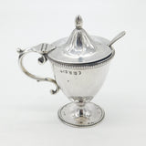 Victorian Floral Sterling Silver Blue Lined Pedestal Mustard Pot 1862 Sheffield