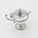 Victorian Floral Sterling Silver Blue Lined Pedestal Mustard Pot 1862 Sheffield