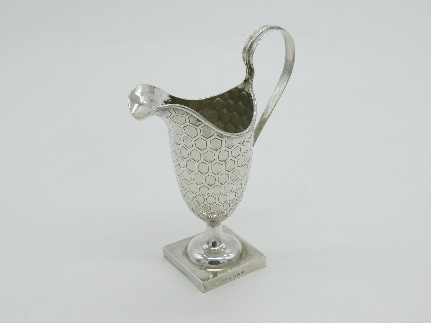 Edwardian Sterling Silver Honeycomb Pattern Cream Jug 1902 Antique Birmingham