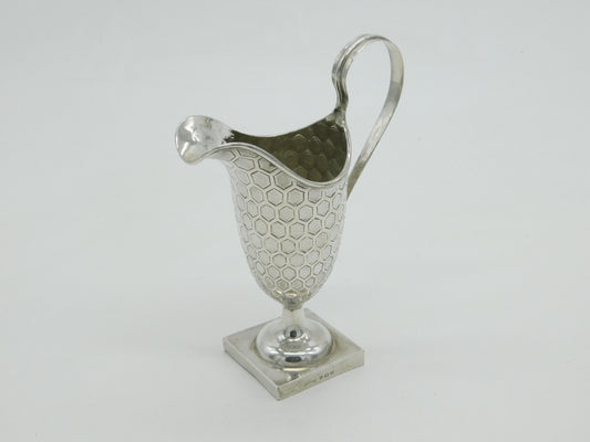 Edwardian Sterling Silver Honeycomb Pattern Cream Jug 1902 Antique Birmingham