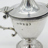 Victorian Floral Sterling Silver Blue Lined Pedestal Mustard Pot 1862 Sheffield