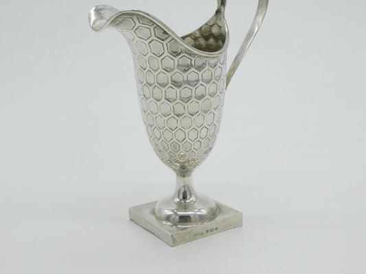 Edwardian Sterling Silver Honeycomb Pattern Cream Jug 1902 Antique Birmingham