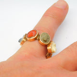 George III Grand Tour 12ct Rose Gold Seven-Cameo Prosperity Ring Antique c1830